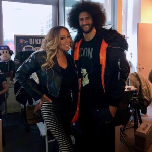 Colin Kaepernick Instagram - It was an honor to meet an icon! 
RP @mariahcarey - Such an honor to meet @kaepernick7 today!