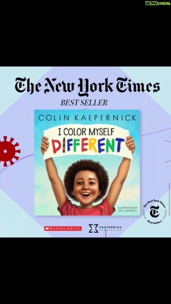 Colin Kaepernick Instagram - I'm grateful to everyone who has supported my children's picture book since it was published on April 5th. With your help, #IColorMyselfDifferent is now a @NYTimes Best Seller! Grab your copy at KaepernickPublishing.com or at your local bookstore! #NYTimesBestseller