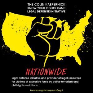 Colin Kaepernick Instagram - Thx to your support we've expanded the @yourrightscamp legal defense initiative nationally to defend arrested Freedom Fighters. We're also working to file civil rights cases against police for their terroristic acts. Keep fighting back!
Link in bio #wegotus
