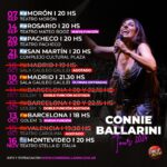 Connie Ballarini Instagram - 📣Un montón de fechitas con mi Unipersonal de Stand Up ! A cual venís ? ✔️ABRIL Ciclo de los miércoles en el Maipo - Ultimas entradas 🇵🇪 Sábado 13/4 - LIMA - PERÚ - Agotada 1era función. 2da función: últimas entradas Sábado 20/4- Mar Del Plata - Agotado Sábado 27/4 - Rosario Agotado Sábado 27/4- Rosario - agotado Domingo 28/4- Paraná - agotado ✔️MAYO Sábado 4/5 -Ituzaingo Miércoles 8/5- CABA Miércoles 15/5- CABA Viernes 17/5 - Lomas Sábado 18/5- Tigre Agotado- 2da funcion a la venta 🇲🇽 Mexico 24/5 - 1era función Agotada, 2da función últimas entradas ✔️JUNIO Sábado 1/6 - Ramos Mejía 🇨🇴 sábado 8/6- Bogotá -COLOMBIA Viernes 21/6- Resistencia Sábado 22/6- Corrientes Sábado 29/6- Santa Fe ✔️JULIO Viernes 5/7- Quilmes Sábado 6/7- San Justo Viernes 12/7- Bariloche - últimas entradas Viernes 26/7- San Fernando Sábado 27/7- Escobar - últimas entradas ✔️AGOSTO Viernes 2/8- San Juan Sábado 3/8- Mendoza Sábado 10/8- Pilar Viernes 24/8- Cordoba Viernes 30/8- San Isidro ✔️ SEPTIEMBRE Viernes 6/9- Banfield Sábado 7/9- Morón Sábado 14/9- Rosario Viernes 20/9- Pacheco Sábado 21/9- San Martín ✔️OCTUBRE 🇪🇸10/10- MADRID - AGOTADO 10/10- MADRID- últimas entradas 11/10- BARCELONA- AGOTADO 11/10- BARCELONA- AGOTADO 12/10- BARCELONA- AGOTADO 12/10- BARCELONA - a la venta 15/10- VALENCIA- AGOTADO ✔️NOVIEMBRE Sábado 16/11- Montevideo 🎫Fechas de mis funciones y saca tus entradas en mi página www.connieballarini.com.ar Producción @standupargentina