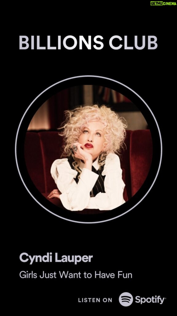 Cyndi Lauper Instagram - As Groucho Marx said…just kidding. Wow! Thank you all for helping to get me to this milestone! #Spotify #GirlsJustWantToHaveFun #1BillionClub #OneBillionClub 🎉🎉🎉