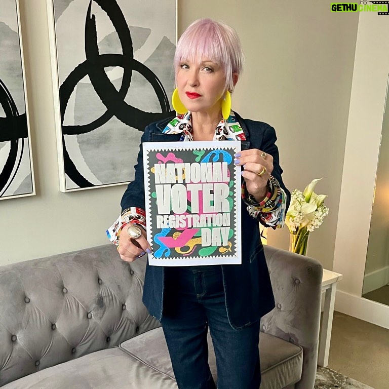 Cyndi Lauper Instagram - Our vote is our voice — so let’s show up, vote, and make sure they hear us. 🙌 Join @WhenWeAllVote for #NationalVoterRegistrationDay by registering to vote or checking your voter registration status. Plus, text 3 friends to do the same, it takes just 3 minutes. Head to weall.vote/check to get it done.