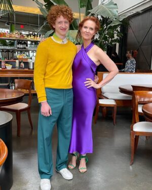 Cynthia Nixon Instagram - Always be my Brady!! 💜💛Miranda (and Brady) are back in NYC, and wonderful to welcome the one and only Candice Bergen (@bergenbags) back to our show! ⭐️ #AndJustLikeThat