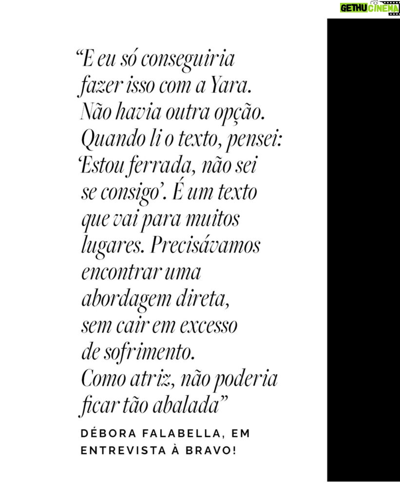 Débora Falabella Instagram - Débora Falabella buscava uma oportunidade para ser dirigida por Yara de Novaes (@yaradenovaes) novamente. Afastada da TV, ela ansiava fazer algo diferente. Foi quando se lembrou do texto de Suzie Miller, “Prima Facie”. Decidida, buscou os direitos para traduzir e adaptar a peça, mas descobriu que já haviam sido adquiridos por outros produtores brasileiros. No entanto, o monólogo, que aborda a delicada questão de como as vítimas de estupro são tratadas pelo sistema judicial, parecia destinado a Débora. Poucos dias depois, por um golpe do destino, ela recebeu um convite de um produtor que afirmou ter um texto perfeito para ela. Era “Prima Facie”. Animada com a oportunidade, fez apenas um pedido: que Yara dirigisse o espetáculo. A reportagem da Bravo! conversou com Débora e Yara sobre uma das peças mais destacadas desta temporada teatral. Leia um trecho acima e confira esta entrevista imperdível em bravo.abril.com.br