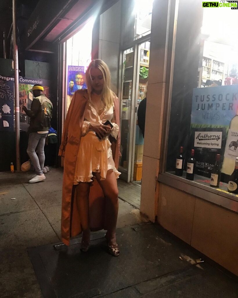 Dakota Fanning Instagram - Taken about three years ago, on my 23rd birthday, outside my local wine shop in NYC. Missing all of this today.
