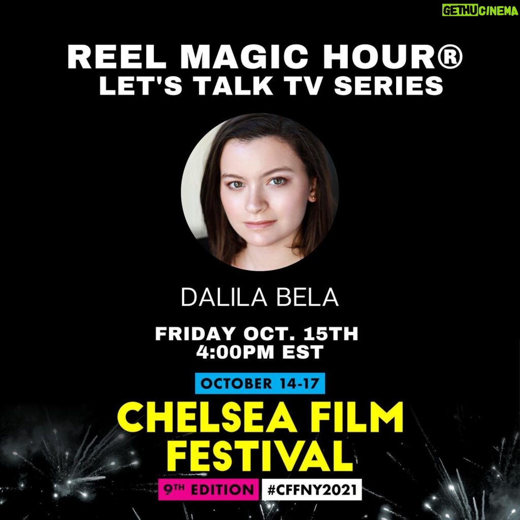 Dalila Bela Instagram - Join me this Friday, Oct. 15th at 1:00pm PST/4:00pm EST at the 9th @chelseafilmfestival for a virtual talk with Craig Williams, Camaron Engels and Christina Kartchner bit.ly/cffpasses #chelseafilmfestival #cffny2021