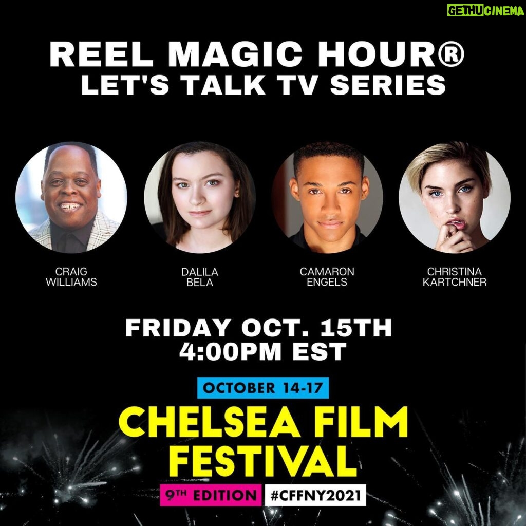 Dalila Bela Instagram - Join me this Friday, Oct. 15th at 1:00pm PST/4:00pm EST at the 9th @chelseafilmfestival for a virtual talk with Craig Williams, Camaron Engels and Christina Kartchner bit.ly/cffpasses #chelseafilmfestival #cffny2021