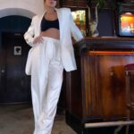 Dania Ramírez Instagram – Doctoring up this meeting… #beastmode #fashion #namaste 
Suit @ronnykobo 
Shoes @prada 
#VintageSunglasses
Styled by @galaxiab