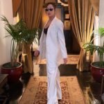 Dania Ramírez Instagram – Doctoring up this meeting… #beastmode #fashion #namaste 
Suit @ronnykobo 
Shoes @prada 
#VintageSunglasses
Styled by @galaxiab