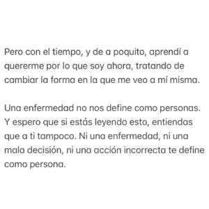 Daniela Nicolás Instagram - Cambiemos la forma en la que cada persona se ve a sí misma.
Vivir con una enfermedad crónica no me define como persona. 
Les dejé este mensajito hoy desde el fondo de mi corazón, espero que les ayude ♥️