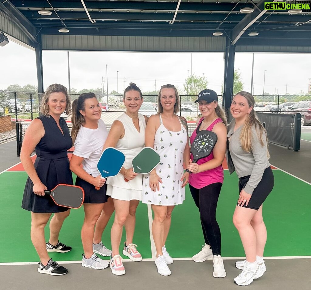 Danielle Busby Instagram - If you can’t ever find me….ill be at a pickleball court! 🥒🎾It’s just so fun, yall!! 🤍🏓 *Missed a few faces today but love this group of ladies from my Women’s Smal Group I lead weekly. We are committed to giving time weekly to have real conversations, grow in our faith, cry together, pray together AND have FUN together. #bettertogether ☺️ #happybirthdayshannon #friends #itsabuzzworld #morethanreality