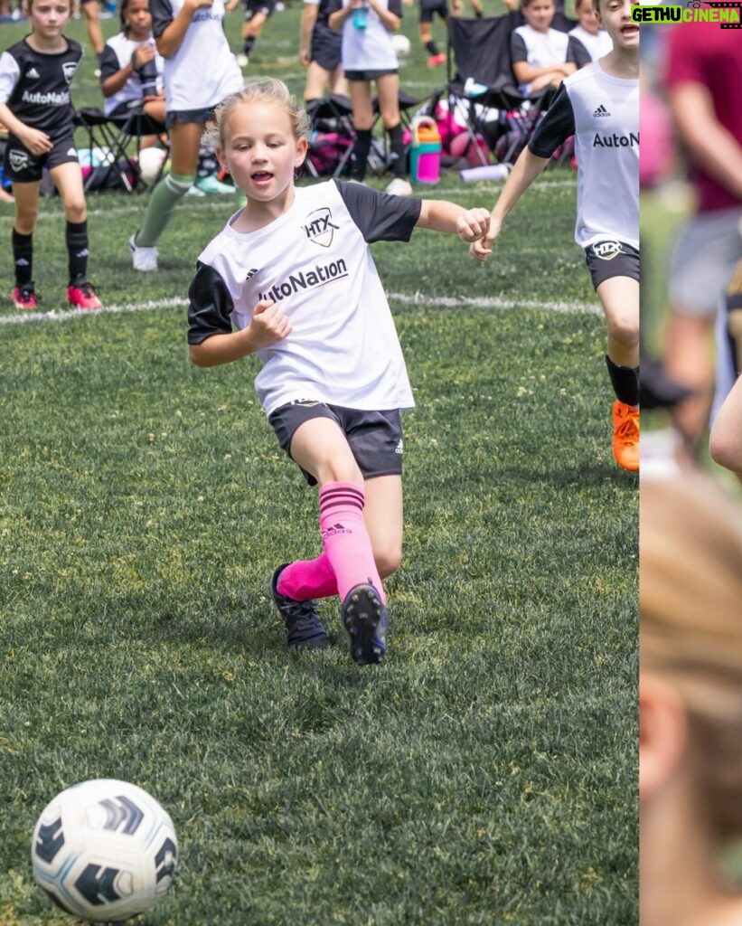 Danielle Busby Instagram - So proud of my little RI Ri! The look on her face says it all! She scored her first goal of the season. She usually doesn’t get many opportunities to shoot on goal because she primarily plays defense. They moved her up in the second half today and she took advantage of it! @htxsoccer #firstgoal #soccer #outdaughtered #itsabuzzworld.