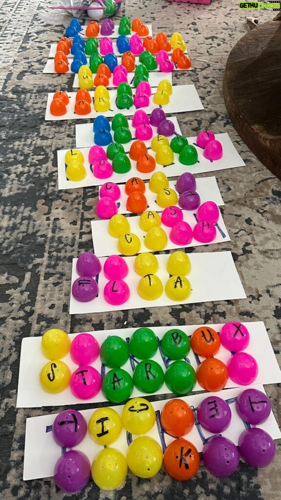 Danielle Busby Instagram - What do you do when you’re over candy & half the kids are getting ‘too cool’ for an egg hunt? You make up a NEW ONE!!!! 🐣EGG HUNT RELAY GAME🐣Try it! It’s fun! #eastergames #itsabuzzworld