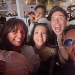 Davina McCall Instagram – Been a bit quiet because we’ve been away … my bf and her fam and our kids and partners/mates .. and last night the kids let US out 😂 so we met up with @russell_kane and @lindseykane0 , bumped into @jordanbanjo and @realperrikiely and @jjenas at @calvinharris 🎉❤️🎊🥰 thank you so so much @vicknhope … then saw @ritaora !  I mean what a night ❤️🥰