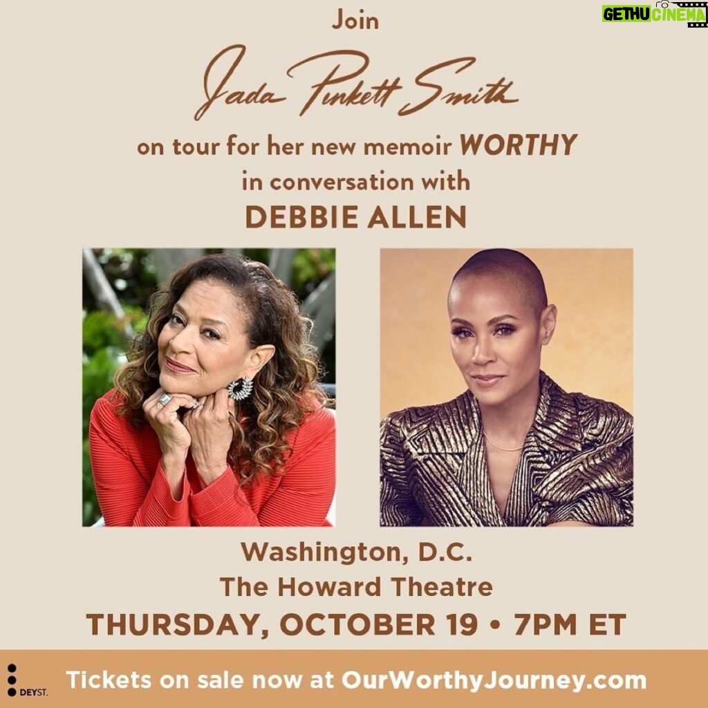 Debbie Allen Instagram - DC! Join @JadaPinkettSmith and I on October 19th at The Howard Theatre to discuss her new memoir, WORTHY💫