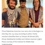 Debra Messing Instagram - THIS is a HATE CRIME. This is horrifying. This is Islamophobia. Call out hate wherever and whenever you see it. I pray for the 3 men’s fast and full recovery, and for the bigot to be arrested and indicted for attempted murder. #islamaphobia #hatecrime #Vermont #palestinian #nohate #seesomethingsaysomething DETAILS: Without saying a word, the shooter fired at least four rounds from a pistol, striking two of the men in the torso and one in the lower extremities, police said in a press release issued early Sunday afternoon. Two of the victims were in stable condition and one sustained serious injuries.