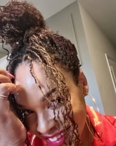 Demetria McKinney Instagram - #Thankyou to all who have been loving on me on my #sisterlocjourney ! Having so much fun with them I forgot to post this video from last week lol! My next #sisterloc #retie is in 2 days so I will post a refreshed look at how my #hair is doing! Lemme know in the comments what colors you think I should try with the #temporary #color I've been using!!! Hope your Monday is awesome! Xo!