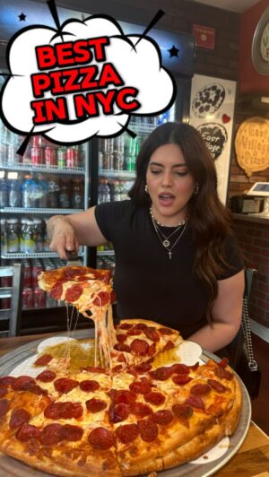 Denise Bidot Instagram - Happy Monday!!! Today I’m sharing my new favorite pizza in nyc @eastvillagepizza !!!! This was beyond my wildest dreams and literally the most delicious pizza ever!! They DID THAT. It’s no wonder they have over a million followers, this pizza just hits different. 👏🏼👏🏼👏🏼🍕

 #pizza #nyceats #pizzalover #foodie #foodstagram