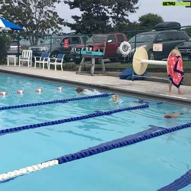 Devon Aoki Instagram - Parent/child relay! Hunter x Daddy combo is 🔥 Best interpretative swimming ever. Makes me laugh every time! #blueribbons #ichiban #summercomingtoanend😖