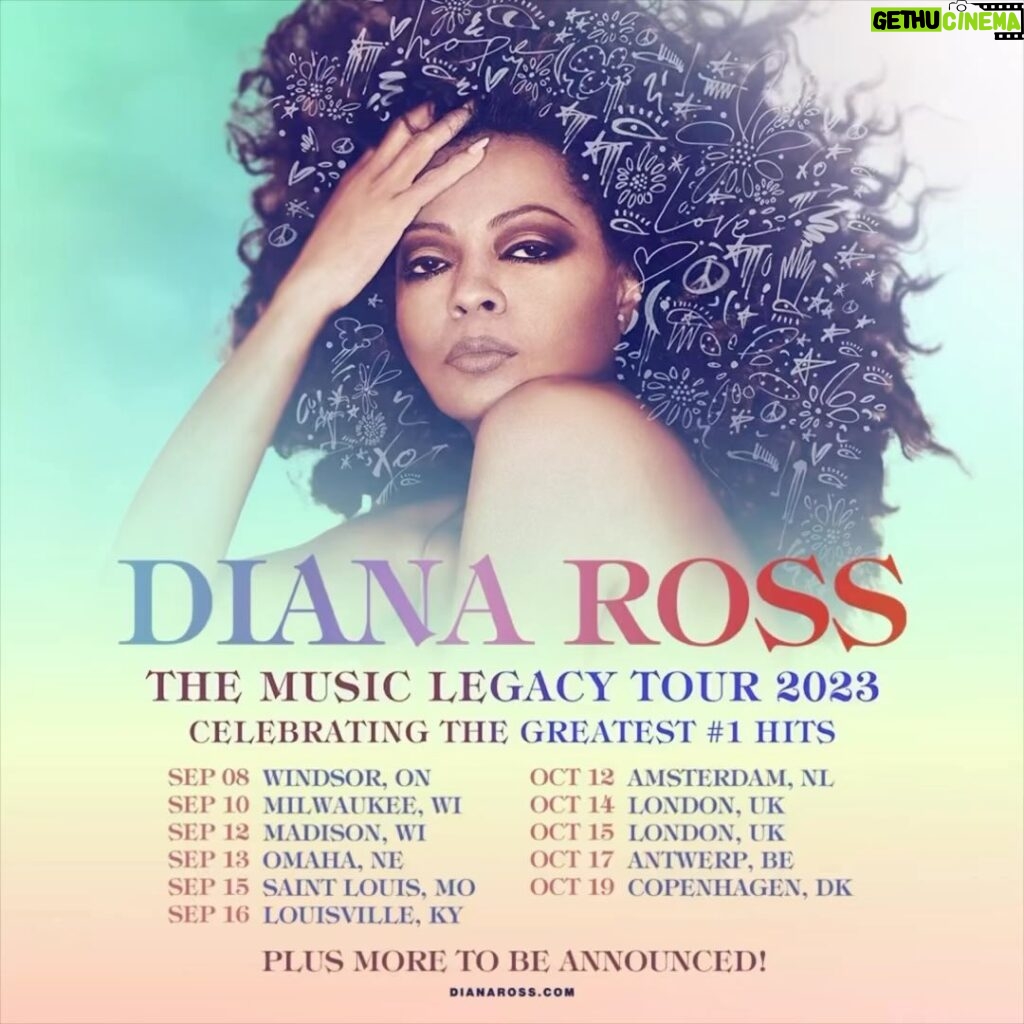 Diana Ross Instagram - Let’s come together! New dates in US & Europe have been added to The Music Legacy Tour 2023, which means I get to see even more of you. Link in bio for more information. Let Love Lead The Way ❤️ #dianaross #themusiclegacytour #dianarossthankyou