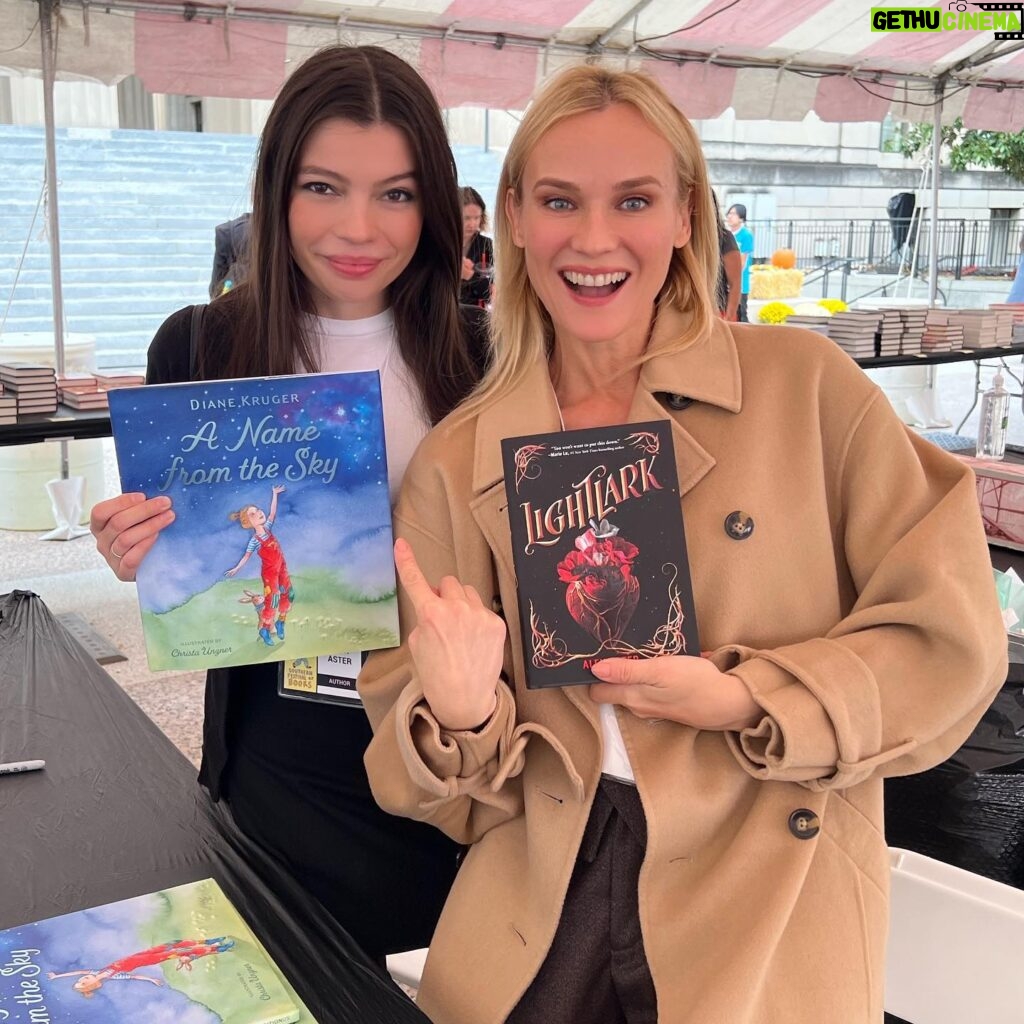 Diane Kruger Instagram - Just two authors at the Southern Festival of Books! @dianekruger wrote a beautiful book out Oct 25 called A Name from the Sky! I can’t wait to give it to every kid in my life, preorder yours now! Lightlark sold out at the festival, you can still get a first printing/edition anywhere now!