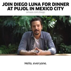 Diego Luna Instagram - You could win a trip to Mexico City and join me for an incredible dinner at Pujol! The best part is it’s all to support Surgeons of Hope. Go to omaze.com/diego #onlyatomaze @omazeworld