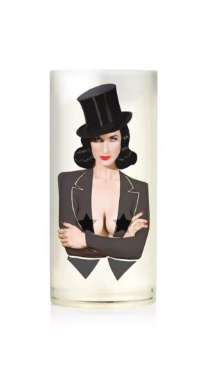 Dita Von Teese Instagram - The Tuxedo Rose Striptease Candle is back! 
Insert the 2oz scented candle (or any tea light of your choice) and enjoy the show as the heat reveals a sensual and erotic transformation. 
The patented thermal reactive ink dissapears with the heat from the flame revealing a titillating tableau.
Once extinguished and things cool off, the ink will magically reappear until you’re ready to heat things up again.

Comes with one 2oz scented votive insert - a voluptuous concoction of velvety musk, geranium, bergamot, sandalwood, and damask rose. Candle holder can continue to be reused over and over again with any small candle of your choice. *images are censored here. Actual product shows full nudity. 

Price: $42.50 exclusively @hereticparfum 

#striptease #burlesque #stripteasecandle