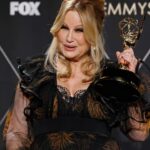 Dita Von Teese Instagram - Delighted to see @jennifercoolidge wearing @ditavonteeselingerie peeking out of her gown as she accepts her #Emmy award! This style is called Julie’s Roses, named for another glamorous friend, @julienewmarofficial. It comes in a multitude of colors, and up to size 44G. It’s in store now at ditavonteeselingerie.com and fine lingerie retailers around the world.