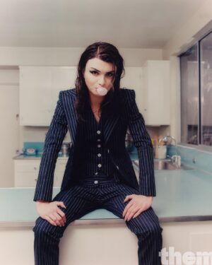 Dylan Mulvaney Instagram - My first cover story ❣️ link in bio @them 

 “I was so scared of being perceived as this masculine monster in that first year…I thought there was safety in hyperfemininity. But now that even that’s getting used against me, I was like, screw it — let’s pick the suit. If people want to equate me with just dresses and makeup, let’s show them this.” 

Gorgeous writer @msclickbait 
Photographer: Kate Biel - @katebiel 
·  Stylist: Amanda Mariko - @mandymariko 
·  Hair: Angelina Panelli - @angelinapanelli 
·  Makeup: Doniela Davy - @donni.davy 
·  Nails: Rachel Messick -  @rachel.messick 
·  Production: Hyperion LA - @hyperion.la 
·  Editor-in-Chief: Sarah Burke - @sarahlubyburke 
·  Art Director: Wesley Johnson - @wslyjhnsn 
·  Culture & Entertainment Editor: Samantha Allen - @neebess
·  Talent Director: Keaton Bell - @keaton.kilde.bell 
·  PR: @teamid