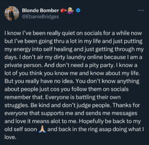 Ebanie Bridges Instagram - ❤️ be back soon 🙏🏼