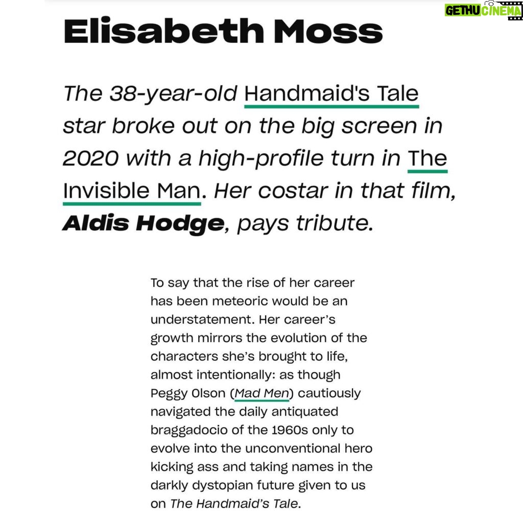 Elisabeth Moss Instagram - Such an honor to be named one of the @entertainmentweekly Entertainers of the Year!! And thank you @aldis_hodge for this beautiful piece you wrote... and especially for knowing what’s most important to me. Sushi 🍣 ❤️ 📷 @ramonarosales illustration by @lizzie.gill.art #entertainersoftheyear