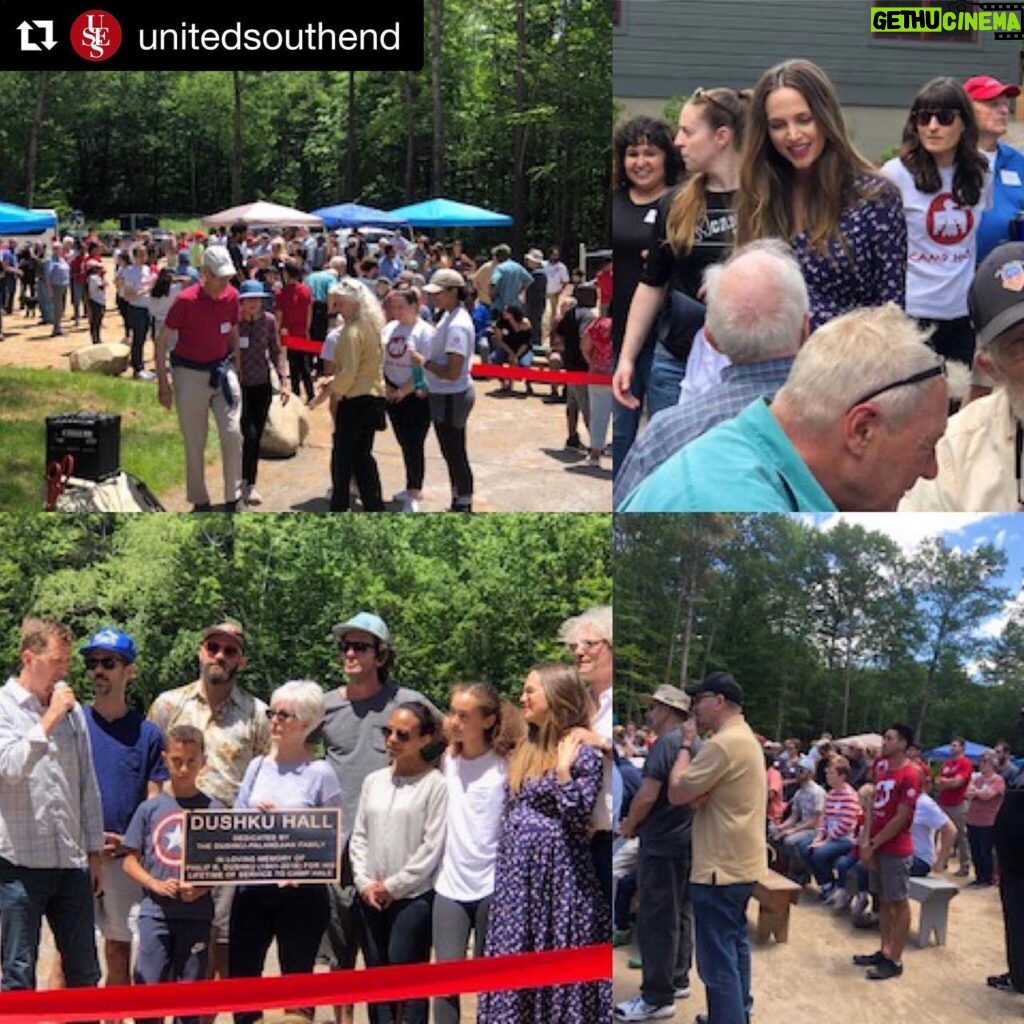 Eliza Dushku Instagram - What a perfect day & ribbon-cutting, now let’s bring on the campers! Thank you #CampHale & #USES @unitedsouthend settlements 👏 We love & miss you so much, Papa D 🙏✨You will live on @ camp always. “Camp Hale ~ Hoo-Yah!!” #Repost @unitedsouthend with @get_repost ・・・ What a great day! We’re celebrating the completion of Phase One of Camp Hale's master plan with a ribbon cutting for the brand new #DushkuHall, in honor of Philip R. Dushku, who passed away last year. Philip and his brothers attended Camp Hale, as well as Philip’s three sons and several grandchildren (boys AND girls..!)👭👬. 🏹 🏕 🏊 🛶 🦅🌲