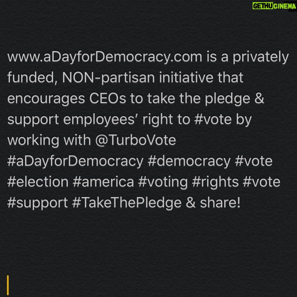 Eliza Dushku Instagram - www.aDayforDemocracy.com is a privately funded, NON-partisan initiative that encourages CEOs to take the pledge & support employees’ right to #vote by working with @TurboVote #aDayforDemocracy #democracy #vote #election #america #voting #rights #vote #support #TakeThePledge & share! LINK IN BIO! 🇺🇸