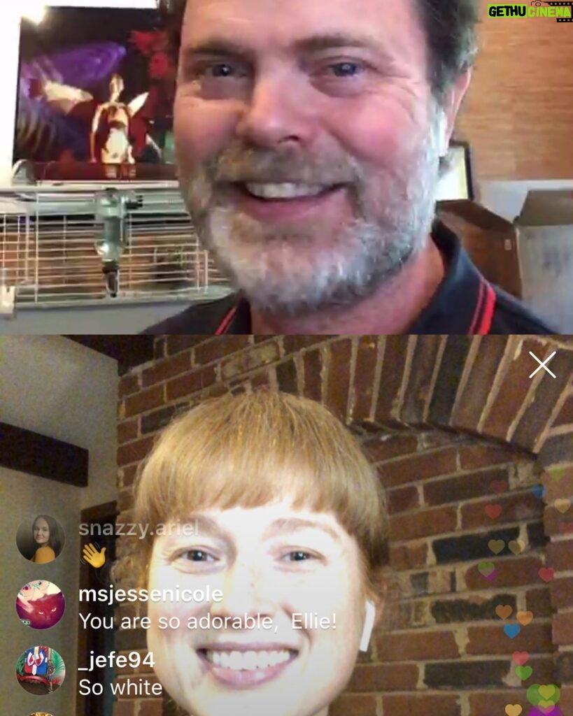Ellie Kemper Instagram - I had such a nice time talking with my friend @rainnwilson yesterday. I’ll be sharing my tips on blow-out lighting at a future date. Thank you for having me, @soulpancake!