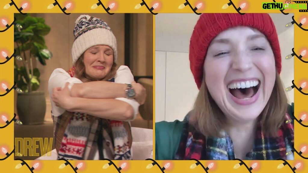 Ellie Kemper Instagram - #fbf to yesterday when I got this socially distanced holiday hug from human sunshine @drewbarrymore! Thank you for having me @thedrewbarrymoreshow ☀️☀️☀️