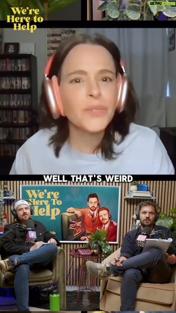 Emily Hampshire Instagram - Comment “TINY” to get the full episode sent straight to your DMs! Jake, Gareth, and special guest, Emily Hampshire, try to give this caller advice on accidentally matching with your coworker. Listen to the episode wherever you get your podcasts or watch us on YouTube by searching, “We’re Here to Help Podcast.”