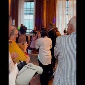 Emily Hampshire Instagram - I crashed my first wedding!  Congrats Grant & Mark! (Learning how to Vogue was surprisingly easier for me than learning how to “peace & pout” 🥴)
