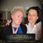 Emily Hampshire Instagram - I crashed my first wedding! Congrats Grant & Mark! (Learning how to Vogue was surprisingly easier for me than learning how to “peace & pout” 🥴)
