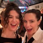 Emily Hampshire Instagram - Day -> night. Thank you @bafta for the tea & party sandwiches ❤️🥪 (- crust) & @mptf for the 🍕 & 🍫. The only thing that could have made yesterday better is me being cooler —or at least just less awkward fan girling all over @carriganagain (I’m sooooorrry! 😰🫣 I just think you’re amazing and it made me weird🥸)