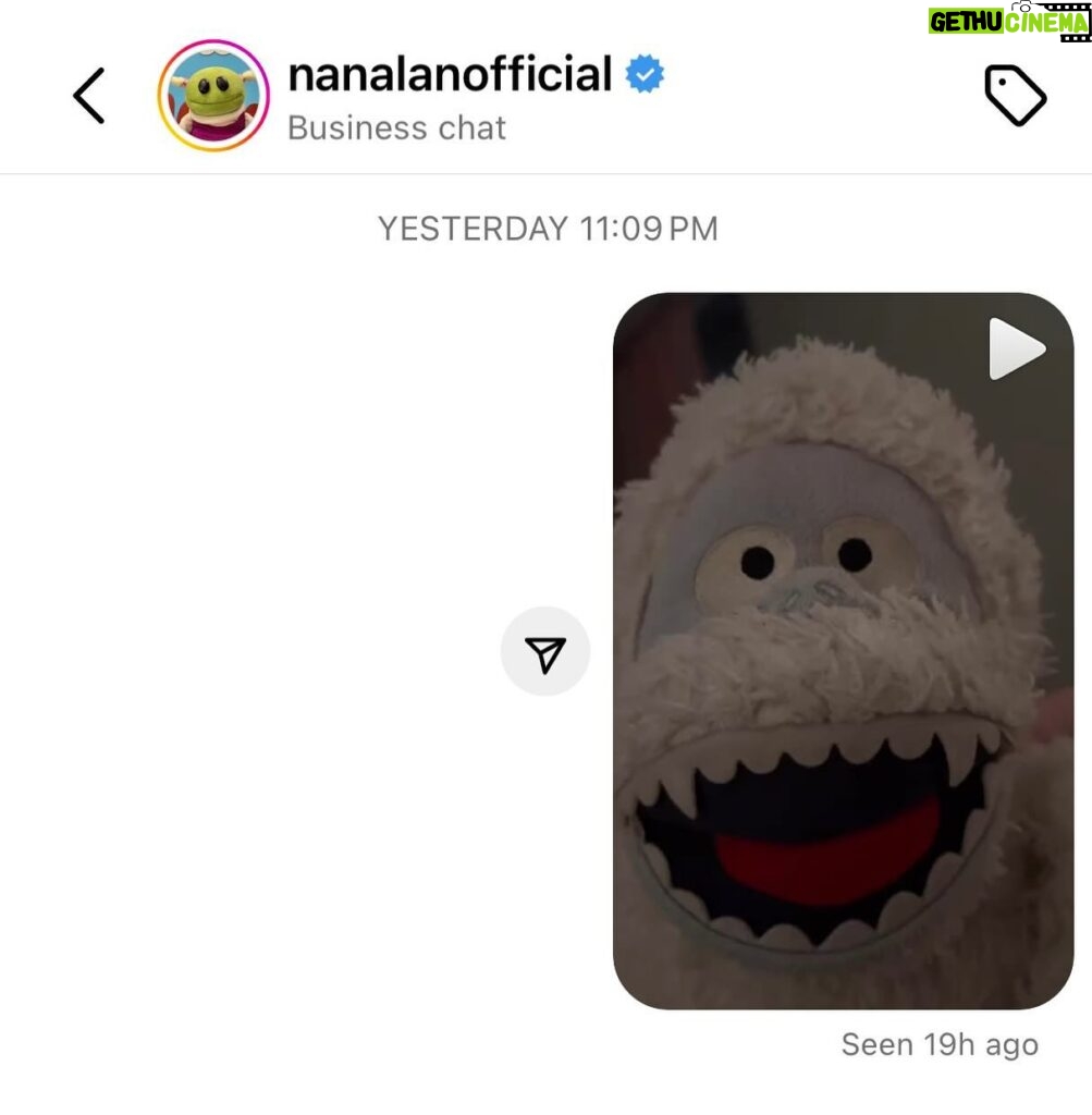 Emily Hampshire Instagram - This is the GREATEST day ever & I’ve never been happier to have StuMBs steal my phone to slide into his favorite celebs’ DMs 🐾🤩 ‌ #nanalan #puppets #nana #whosthatwonderfulgirl #mona