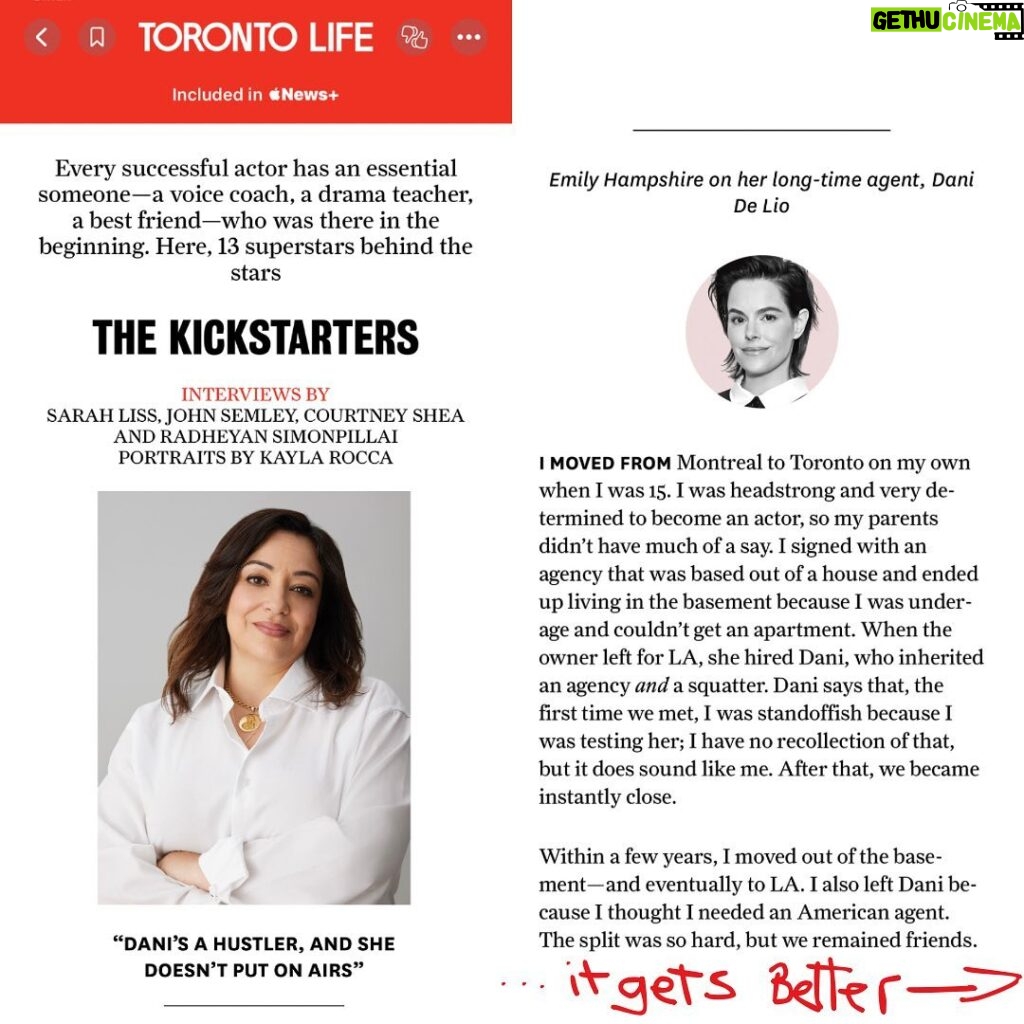 Emily Hampshire Instagram - Thank UUuUuuU @torontolife & @lisstless for giving me the opportunity to honour (👈🏻Canadian spelling) my ride or die agent extraordinaire @danidelio 👭🏻