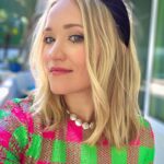 Emily Osment Instagram - A very special episode of @youngsheldoncbs airs tonight at 8/7c on CBS! I spoke to 15 different morning shows live across the US this morning via zoom and couldn’t have done it without being sparkly (👗 @trinaturk ) and tamed ( 💆🏼‍♀️ @kattthompson ). Joe was not thrilled about the 3:45am wake up time but enjoyed watching me eat a burrito when we were all done. Ironically, today is also my mother’s birthday. Super weird day to give fake birth on television in the fake 90’s…Happy Bday, Mom? This one’s for you lol