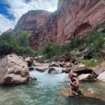 Emily Osment Instagram - In Sept 2023, I had the privilege of joining 23 complete strangers to travel 282 miles of the Colorado River through the Grand Canyon. We were an impressive group of environmentalists, humanitarians, artists and indigenous leaders from land based cultures and then me! (your local friendly neighborhood class clown) Endless and massive thanks to @tilliewaltonofficial and @nash2o for organizing our wild bunch all of whom walked away best friends and bursting with new goals/ideas of how to work together across our different sectors of knowledge. It’s impossible to truly comprehend this trip, to relay it to my friends and family or to fully encompass how filled up I feel after being so deeply connected to nature off grid in the most remote part of the US for 8 days. I can’t imagine a world without this natural wonder that brings life to so many and whose existence is constantly threatened. The Colorado River supports 40 million people, 30 tribal nations, 7 U.S. states and Mexico, and a $1.4 trillion annual economy. We must rethink how we use and manage this critical waterway. @AmericanRivers is an excellent resource for this work. Everyone should have the opportunity to visit this sacred place, I feel forever changed. Buckle in for many more posts about this adventure… Huge specific thank you to my very supportive fiancé who said “8 days no contact backpacking down a river with two dozen strangers? you should absolutely do that, yes.” thank you for letting me stay wild. and @dr.nate.dogg who submitted my name with love and let the rest unfold for itself. #8DaysOfWow #InfiniteWow #TilliesRiverTrip https://wildriverswithtillie.org/ https://www.grandcanyontrust.org/take-action https://savetheconfluence.com/