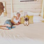 Emily VanCamp Instagram - Portrait of two ladies ✨ ... Missing this @oceanviewclub. #rescuedog #FrankieB #mybaby