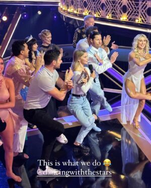Emma Slater Instagram - Goofing around with friends 🙌🏻🩷 These are the moments I’ll remember forever. Backstage laughing, driving the production crazy because I’m doing something stupid (sorry guys!), lifting each other up, even the stress of choreographing!!!!! I love to be in the thick of that pressure I guess!! It’s absolutely hard at times and filled with obstacles, but I wouldn’t change my days on this show with these people for the world and at the end of the day I’m still completely in love with what I do. I hope to feel this lucky in all my life, though of course I’m totally aware of how rare this is. Love this family of mine. 🤩🙌🏻

1. @petamurgatroyd is the biggest and BEST goof I know, known her for years she’s always been this way 
2. @juleshough capturing some hard working dancers 😜 @mumansky18 
3. All of the skybox waiting to welcome @glebsavchenkoofficial in his ending pose from his contemporary with @mirasorvino (I mean come on, that pose!! Hahaha Kinda iconic!!!) 
4. Wanted to do a 360 degree view of @therealalfonsoribeiro & @juleshough filming pick ups at the end of the show (you guys don’t see that part) but I decided I would not flirt with job termination as I already drive them nuts (might be ADHD, not sure) 
5. THE @tonydovolani