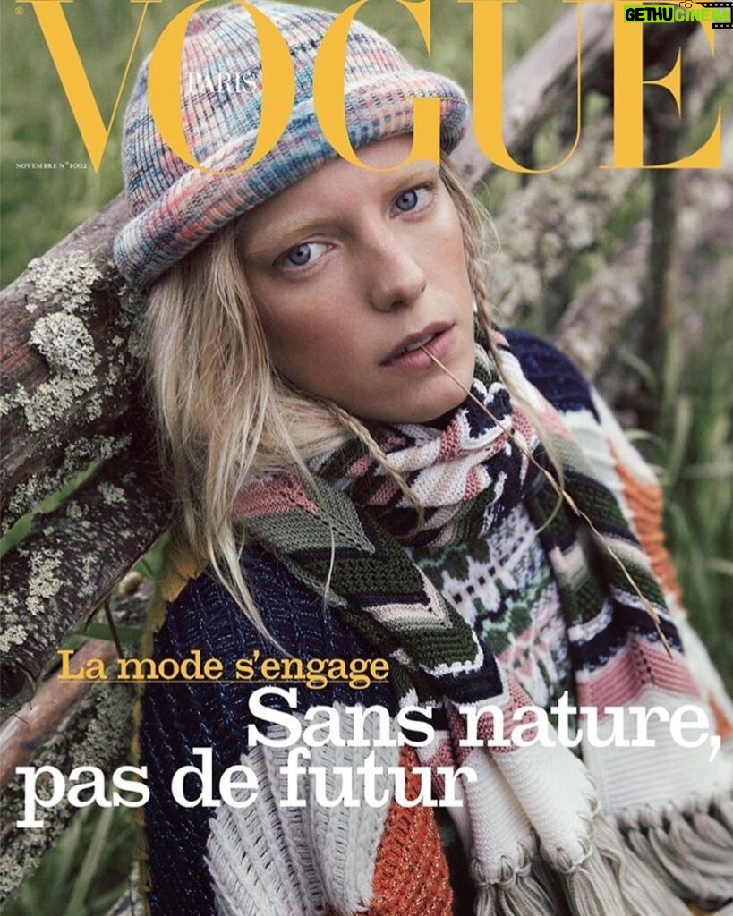 Erika Linder Instagram - @vogueparis November cover 💛💙 Special cover — Not only is it for sustainable fashion but it was shot near where I grew up in Sweden. Thank you @emmanuellealt 📸 @mikaeljansson @jamespecis @benjaminpuckey ❤️❤️❤️