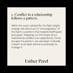 Esther Perel Instagram - Conflict is inevitable in any relationship, but learning to navigate these friction-filled spaces can leave you more connected than before the conflict arose. It only takes one different choice to change a pattern. Read more on @shon.faye’s key takeaways from my course "Turning Conflict Into Connection" in @voguemagazine article "5 Thing I Learned from Esther Perel's New Course on Conflict and Relationships" and visit the link in my bio to check out the course for yourself.