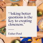 Esther Perel Instagram - The art of conversation is about healthy amounts of thoughtful speaking and hardcore listening, asking questions and navigating commonalities and differences. While some find it daunting, for others, it’s second nature. Swipe through for a few questions to try out this holiday season with loved ones or kind strangers. For the complete list, visit my recent newsletter, linked in my bio.