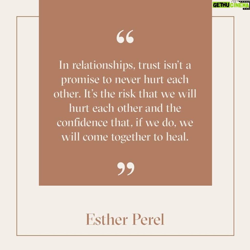 Esther Perel Instagram - Cultivating trust requires millions of micro-risks that show us we’re not foolish for being confident in our relationship. It requires taking risks together that show us our partner isn’t the same as the people from our past who hurt us. Most importantly, trust requires taking risks together that help us grow into better partners for each other. If we let each other fall in the past, it’s going to take a lot of trust falls to show that we’re committed now to always catching each other, to really holding each other at our most vulnerable. The worst case scenario is that they drop us so many times that we finally understand we can’t trust them. That’s important to learn, too. But if we don’t take the risk at all, we might never know either way. Visit the link in my bio for more on this topic.