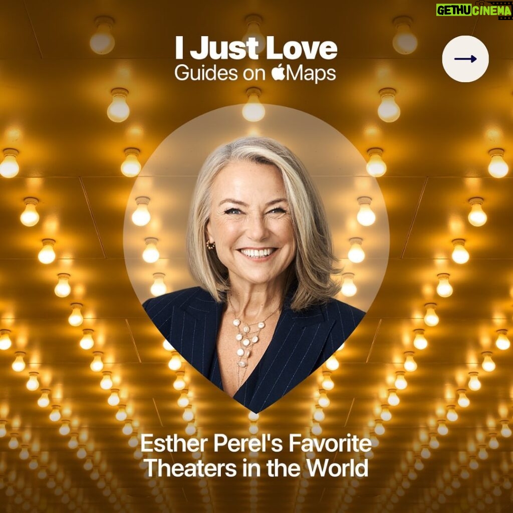 Esther Perel Instagram - Embarking on my U.S. tour has me reminiscing about the incredible theater experiences I’ve encountered worldwide. From historic landmarks to hidden gems, I’ve curated a guide with @Apple Maps showcasing ten unforgettable theaters that have shaped and inspired me. Visit the link in my bio to discover these venues and add them to your must-visit list.